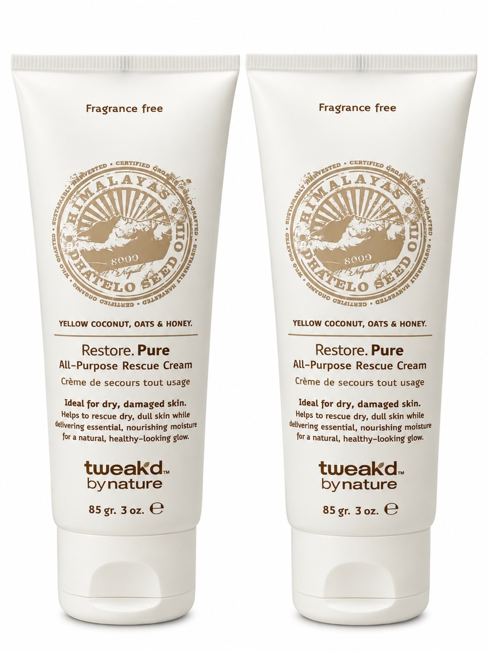Tweak'd By Nature Restore Pure All-Purpose Rescue Cream Bundle of 2 Sealed